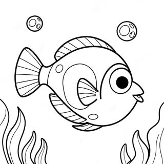 Cute Dory Swimming Coloring Page | Easy Dory coloring page