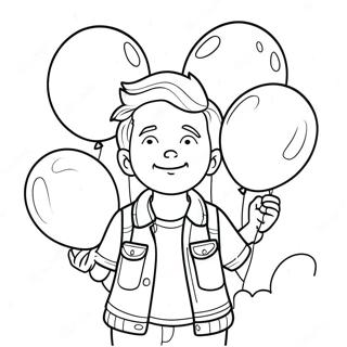 Aaron with Colorful Balloons Coloring Page | Aaron coloring page