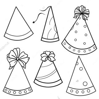 Colorful Party Hats Coloring Page | Party coloring page