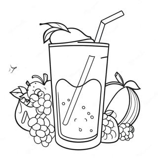 Colorful Fruit Smoothie Coloring Page | Smoothie coloring page