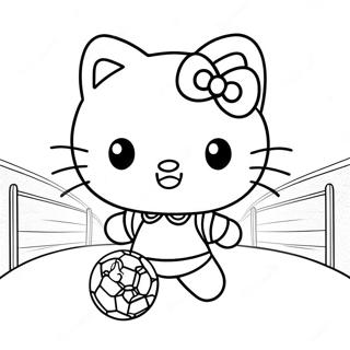 Cute Hello Kitty Playing Soccer Coloring Page | Hello Kitty Soccer coloring page
