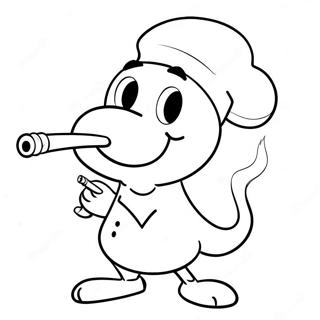 Cartoon Character Smoking Pipe Coloring Page | Smoking coloring page