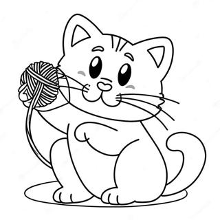 Silly Bad Kitty Playing with Yarn Coloring Page | Bad Kitty coloring page