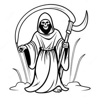 Grim Reaper with Scythe Coloring Page | Death coloring page