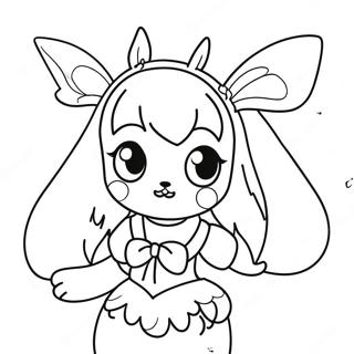 Anime Häschen Mädchen mit süßen Ohren Ausmalbild | Anime Häschen Mädchen Ausmalbild