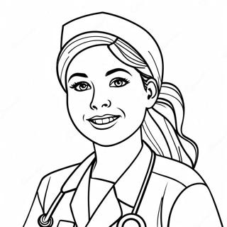 Nurse in Scrubs Coloring Page | Nurse for Adults coloring page