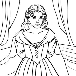 Beautiful Princess Bride in a Gown Coloring Page | Princess Bride coloring page