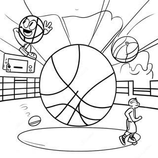 Exciting Basketball Game Coloring Page | Basketball coloring page