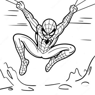 Spider-Man Swinging Through Snow Coloring Page | Marvel Christmas coloring page