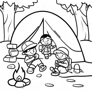 Adventure Boy Scouts Camping Coloring Page | Boy Scouts coloring page