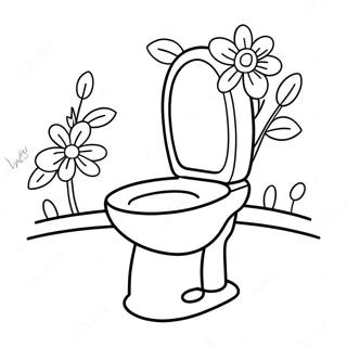 Cute Toilet with Flowers Coloring Page | Toilet coloring page