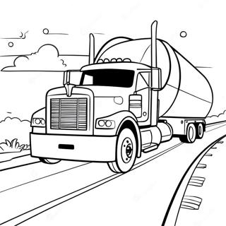 Big Tanker Truck on the Highway Coloring Page | Tanker Truck coloring page