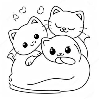 Cute Kittens Sleeping Coloring Page | Catnap coloring page