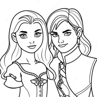 Mal and Evie Descendants 3 Coloring Page | Mal Evie Descendants 3 coloring page