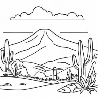 Morocco Landscape with Mountains Coloring Page | Morocco coloring page