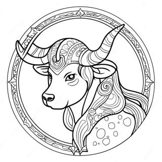 Taurus Zodiac Sign Coloring Page | Taurus coloring page