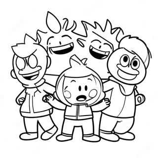 Eddsworld Characters in Action Coloring Page | Eddsworld coloring page