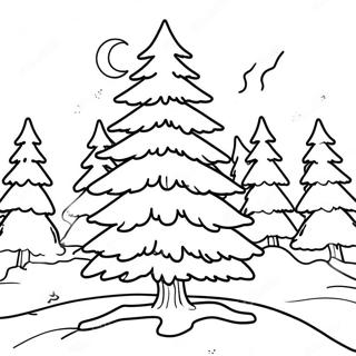 Snowy Pine Tree Coloring Page | Winter Tree coloring page