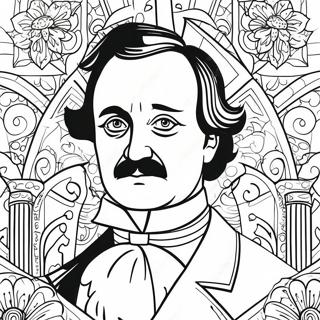 Edgar Allan Poe Portrait Coloring Page | Edgar Allan Poe coloring page