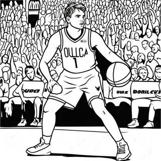 Luka Doncic Dribbling Basketball Coloring Page | Luka Doncic coloring page