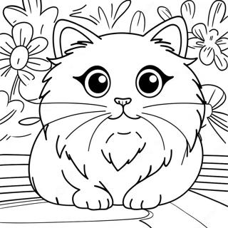 Fluffy Ragdoll Cat with Blue Eyes Coloring Page | Ragdoll Cat coloring page