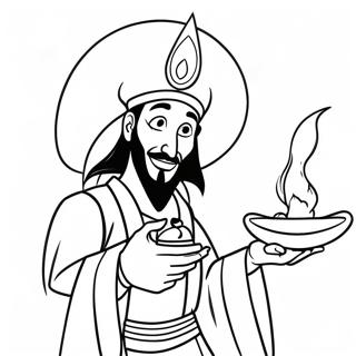 Jafar with Magic Lamp Coloring Page | Jafar coloring page
