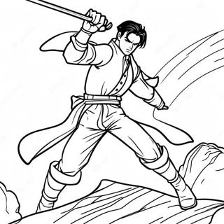 Levi in Dynamic Battle Pose Coloring Page | Levi Attack on Titan coloring page