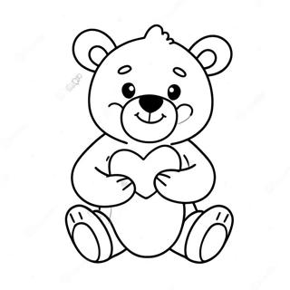 Cute Valentine's Bear Holding Heart Coloring Page | Valentines Animal coloring page