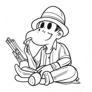 Pagina da colorare Chill Stoner con un joint | pagina da colorare Fumatore di erba