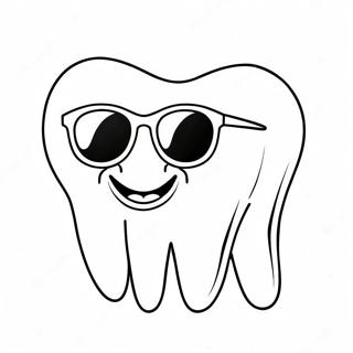 Funny Tooth with Sunglasses Coloring Page | Tooth coloring page