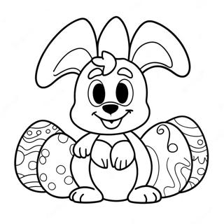 Bluey with Colorful Easter Eggs Coloring Page | Bluey Easter coloring page