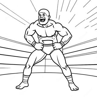 Exciting Wrestler in Action Coloring Page | Wrestling coloring page