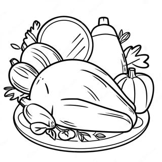 Tacksägelsemåltid Färgläggningssida | Förskole Thanksgiving Mat målarbild