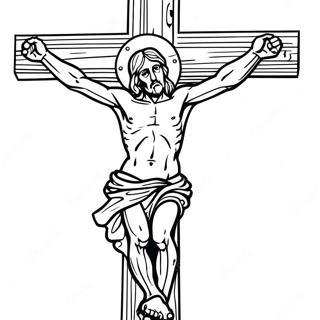 Detailed Crucifixion Artwork Coloring Page | Crucifixion coloring page