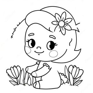 Cute Amy with Flowers Coloring Page | Amy coloring page