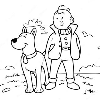 Adventurous Tintin and Snowy Coloring Page | Tintin coloring page