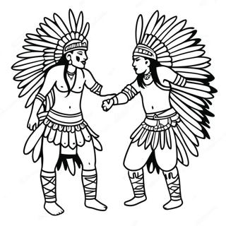 Colorful Pow Wow Dancers Coloring Page | Pow Wow coloring page