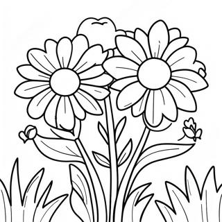 Bright Marigold Garden Coloring Page | Marigold coloring page