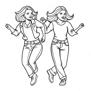 NewJeans Dancing in Sync Coloring Page | NewJeans coloring page