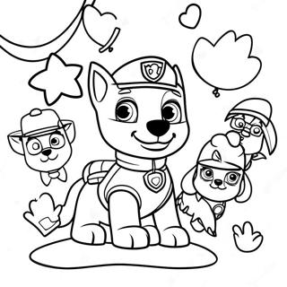 Paw Patrol Birthday Celebration Coloring Page | Paw Patrol Birthday coloring page
