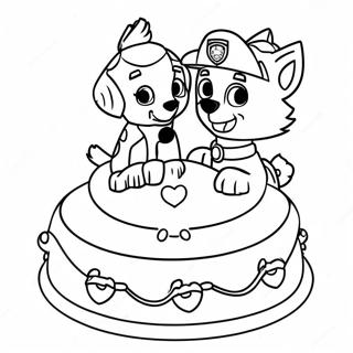 Paw Patrol Birthday Cake Coloring Page | Paw Patrol Birthday coloring page