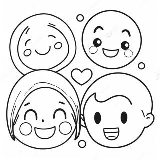 Cute Smiley Preppy Characters Coloring Page | Smiley Preppy coloring page