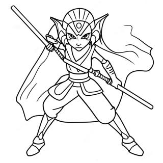 Ahsoka in Lightsaber Duel Coloring Page | Ahsoka coloring page