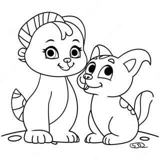 Cleo and Cuquin Playing Together Coloring Page | Cleo and Cuquin coloring page
