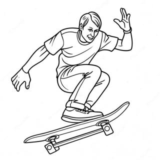 Tony Hawk Performing a Trick Coloring Page | Tony Hawk coloring page