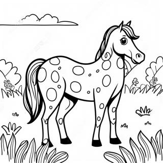 Spotted Appaloosa Horse in Meadow Coloring Page | Appaloosa Horse coloring page