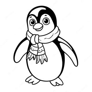 Adorable Penguin with a Scarf Coloring Page | Cute Penguin coloring page