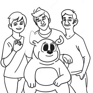 Mr Beast with Friends Coloring Page | Mr Beast coloring page