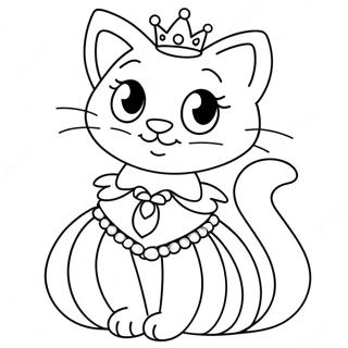 Sparkly Princess Cat Coloring Page | Princess Cat coloring page
