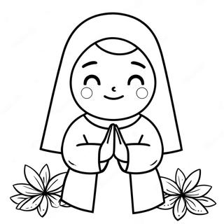 Cute Nun Praying Coloring Page | Nun coloring page
